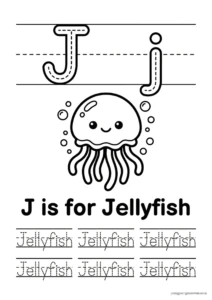 J for Jellyfish 알파벳 따라쓰기 무료 학습지