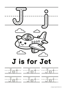 J for Jet 알파벳 따라쓰기 무료 학습지