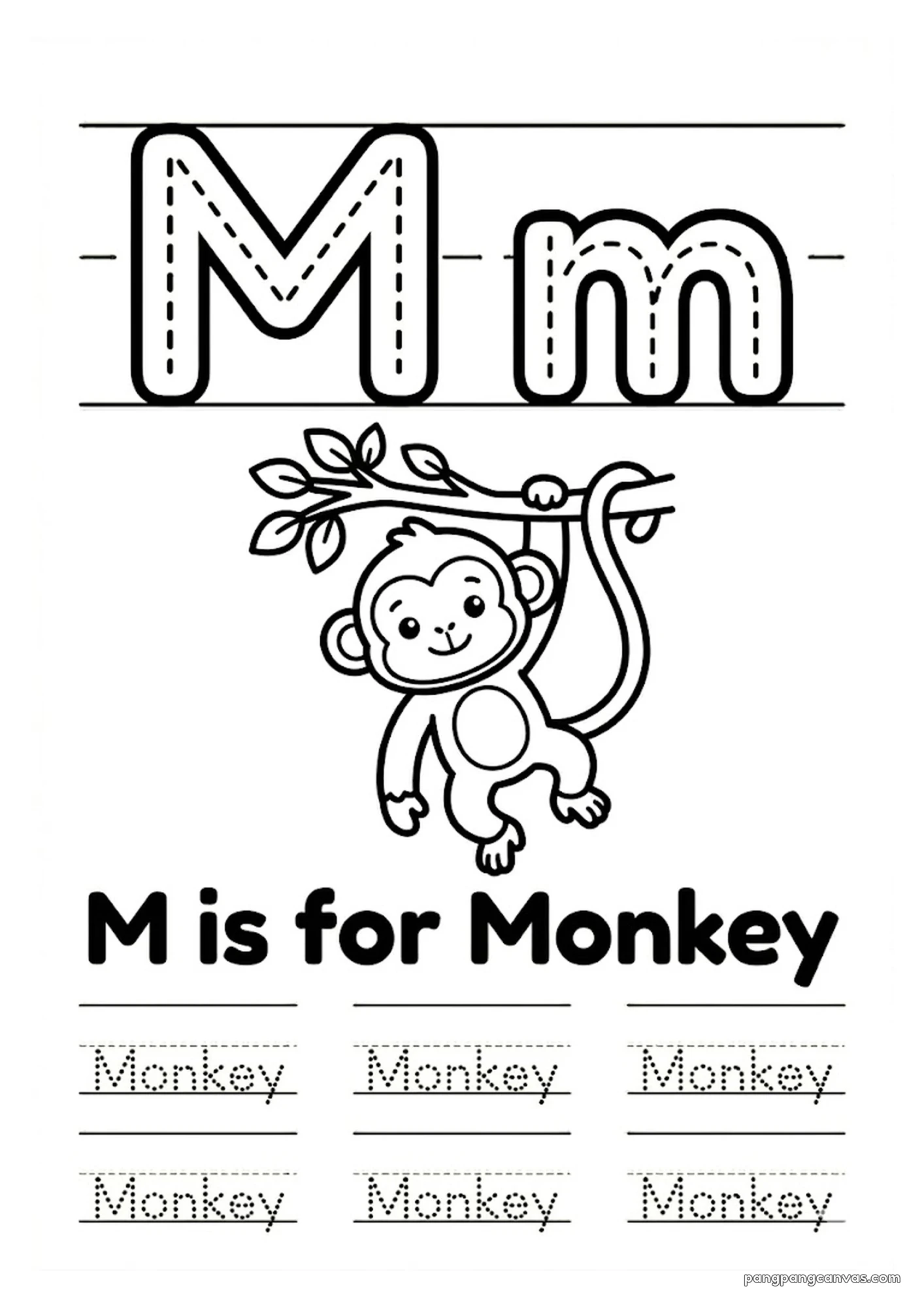 M for Monkey 알파벳 따라쓰기 무료 학습지