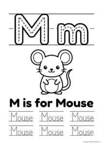 M for Mouse 알파벳 따라쓰기 무료 학습지