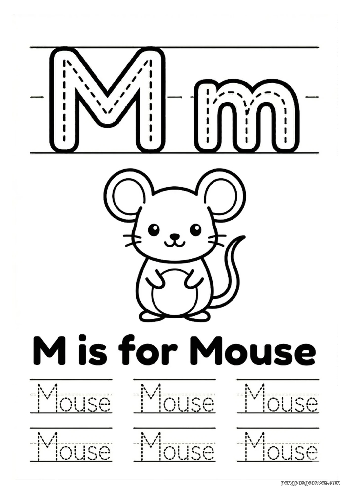 M for Mouse 알파벳 따라쓰기 무료 학습지