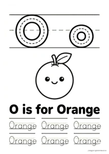 O for Orange 알파벳 따라쓰기 무료 학습지
