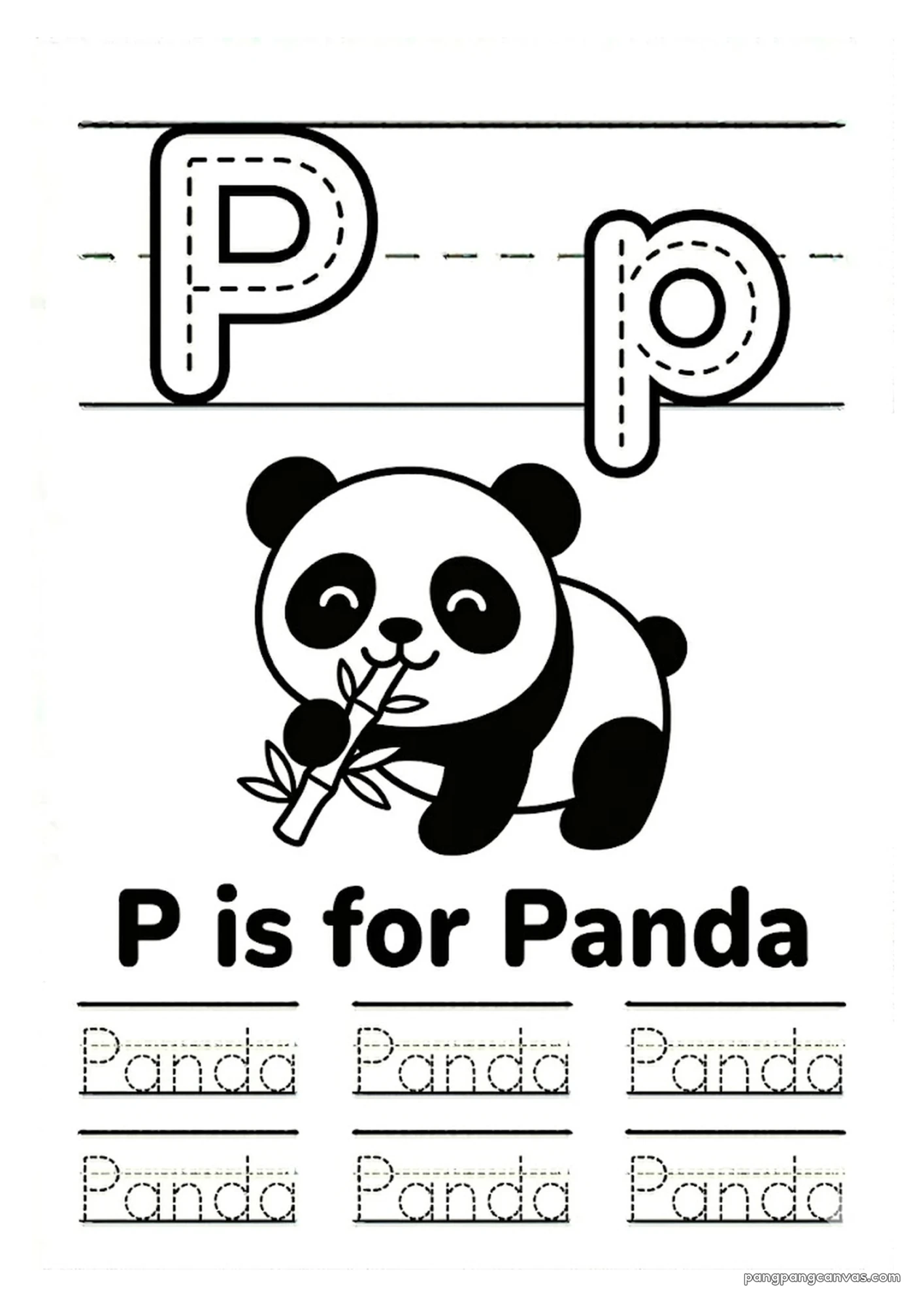 P for Panda 알파벳 따라쓰기 무료 학습지