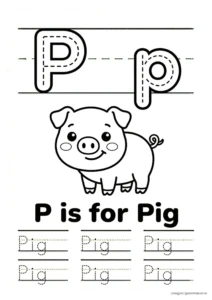 P for Pig 알파벳 따라쓰기 무료 학습지