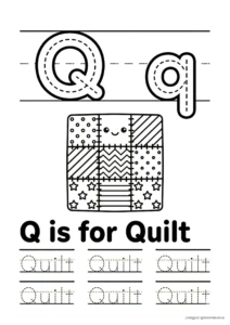 Q for Quilt 알파벳 따라쓰기 무료 학습지