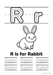 R for Rabbit 알파벳 따라쓰기 무료 학습지