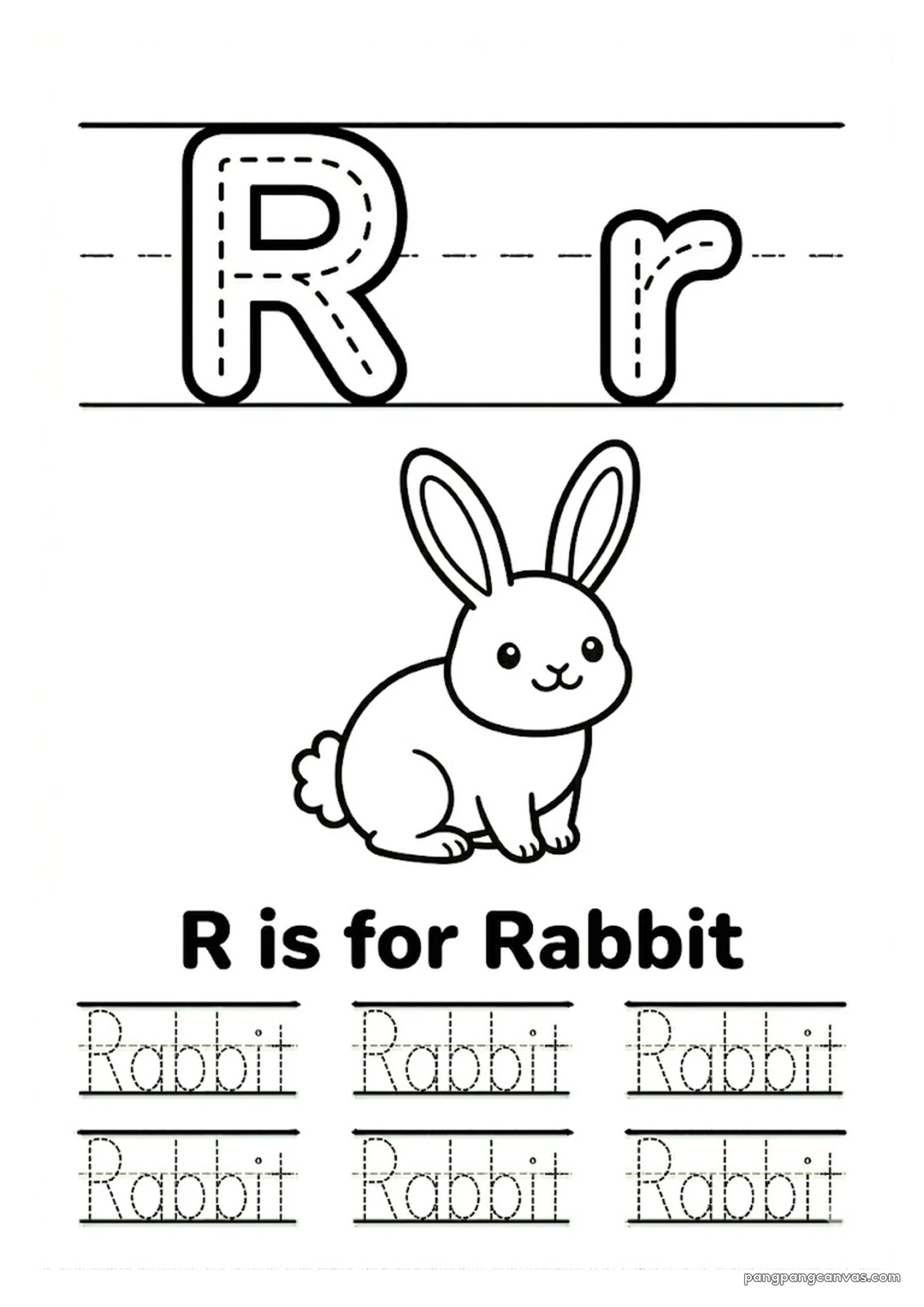 R for Rabbit 알파벳 따라쓰기 무료 학습지