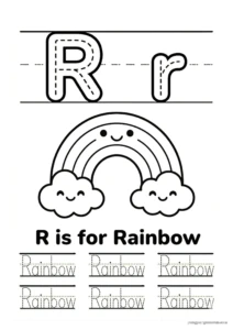 R for Rainbow 알파벳 따라쓰기 무료 학습지