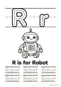 R for Robot 알파벳 따라쓰기 무료 학습지