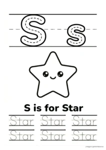 S for Star 알파벳 따라쓰기 무료 학습지