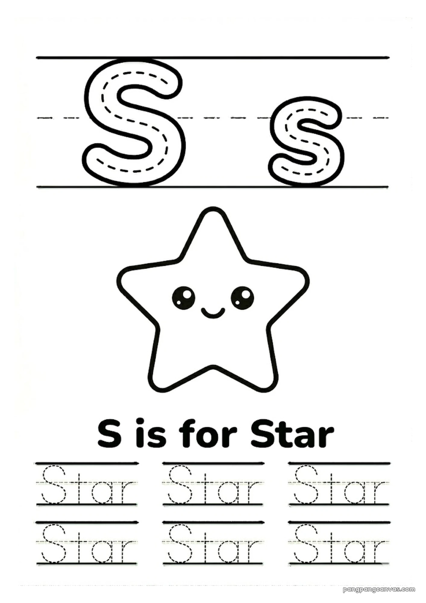 S for Star 알파벳 따라쓰기 무료 학습지
