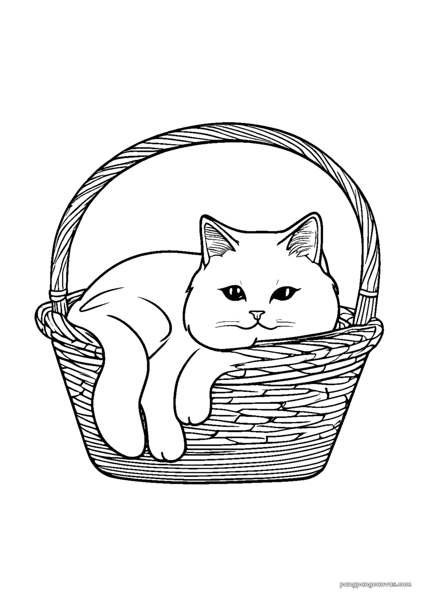 귀여운 고양이 바구니 색칠공부 도안 무료 프린트